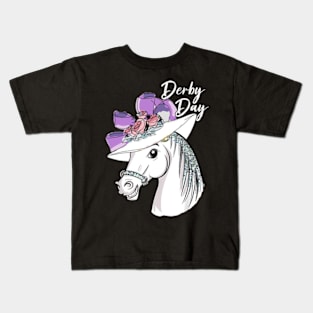 Cute Horse Derby Day 2024 Horse Racing Fascinator Hat Kids T-Shirt